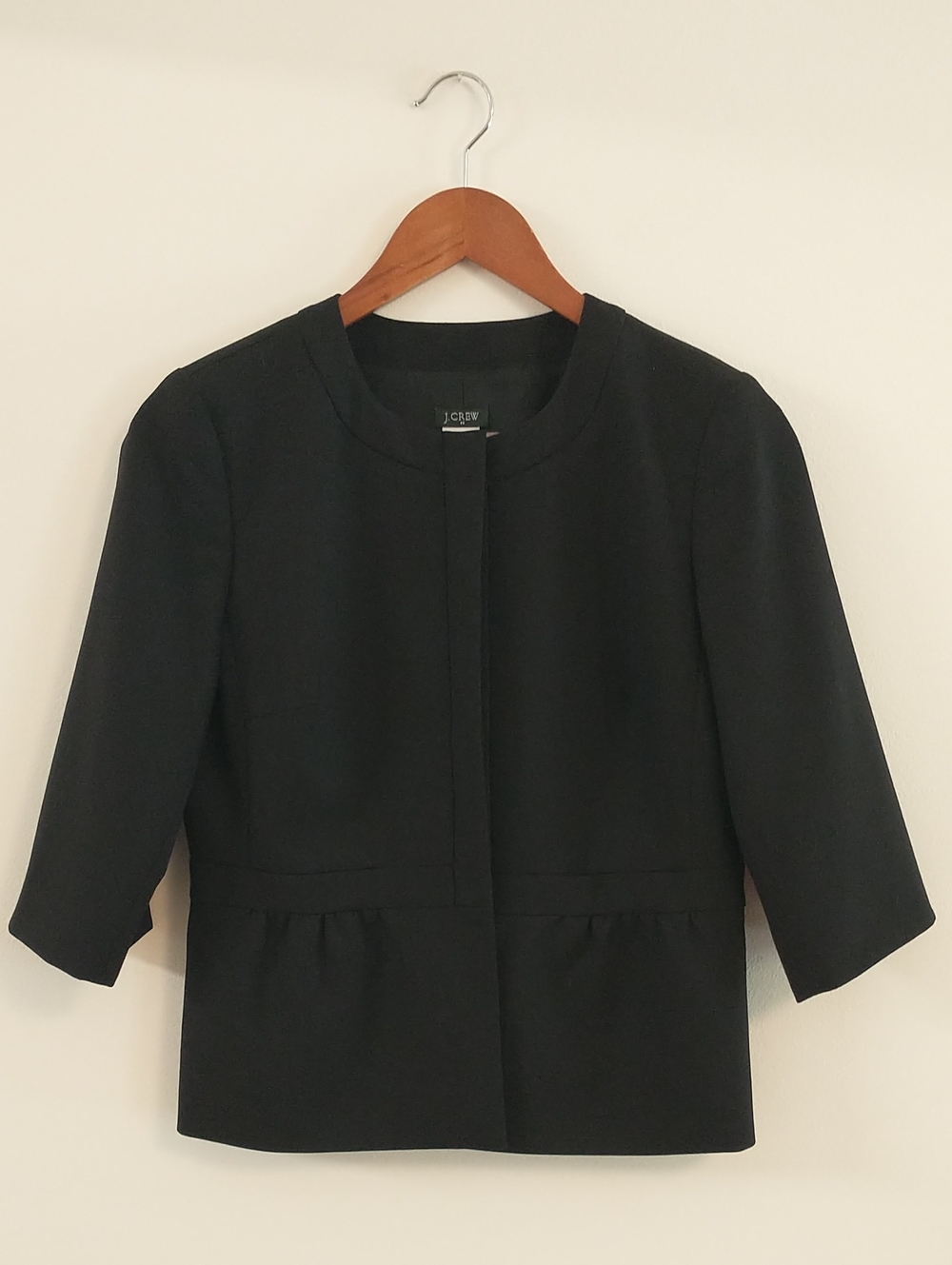 J Crew Wool Blend Tai Peplum Style 3/4 Sleeve Blazer Jacket Size 4